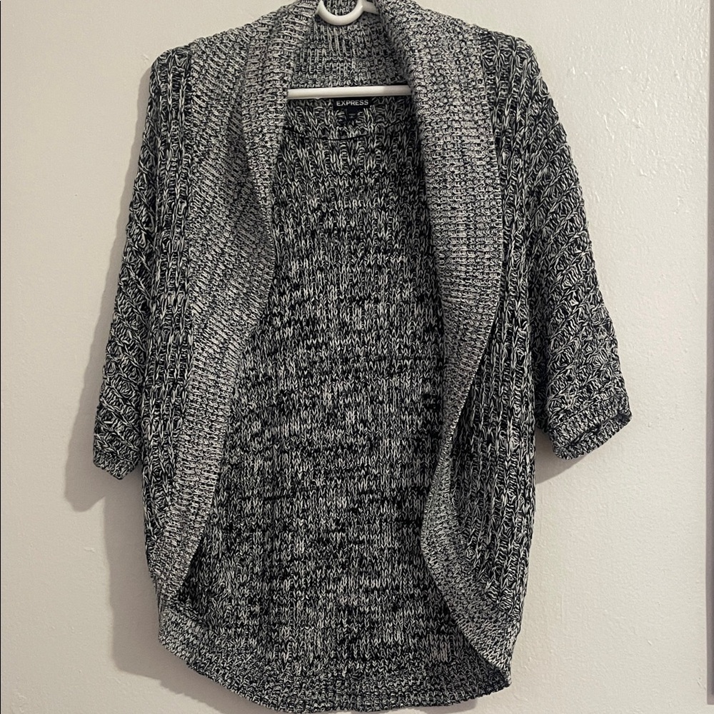 Express Women's Black and White Knit Cardigan